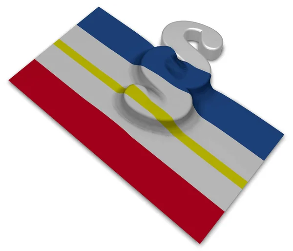 Paragraph symbol and flag of mecklenburg-vorpommern - 3d rendering — Stock Photo, Image