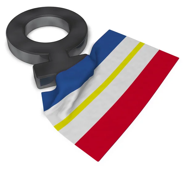 Kvinnlig symbol och flaggan i mecklenburg-vorpommern - 3d rendering — Stockfoto