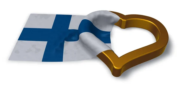 Flagga finland och hjärtat symbol - 3d rendering — Stockfoto