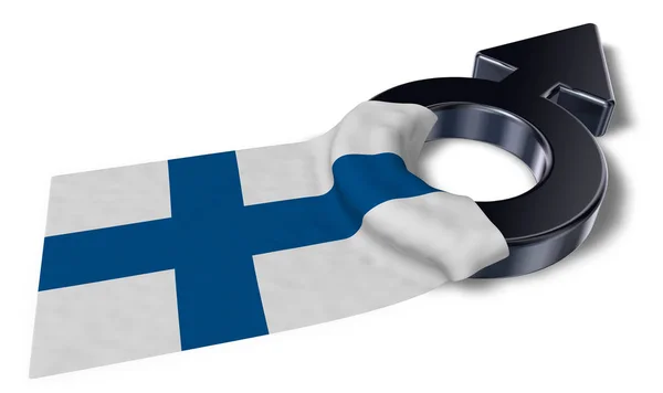 Mars-Symbol und Flagge Finnlands - 3D-Darstellung — Stockfoto
