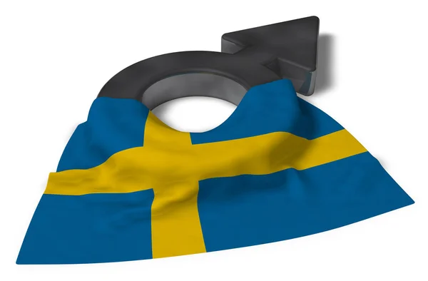 화성 기호 및 스웨덴의 국기-3d 렌더링 — 스톡 사진