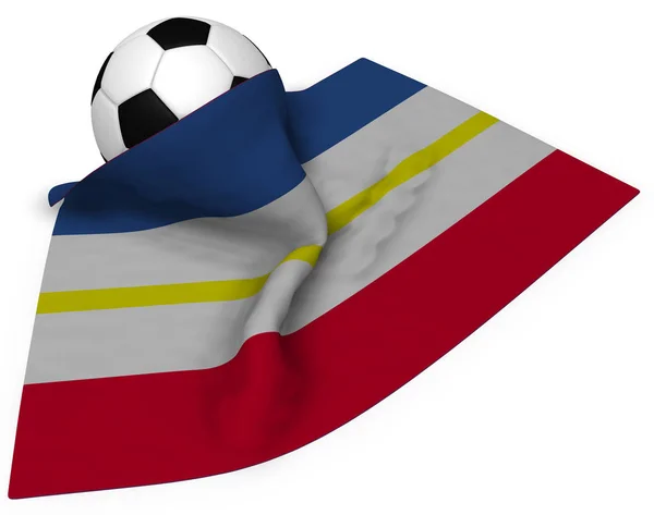 Pallone da calcio e bandiera del Meclemburgo-Pomerania Anteriore - rendering 3d — Foto Stock