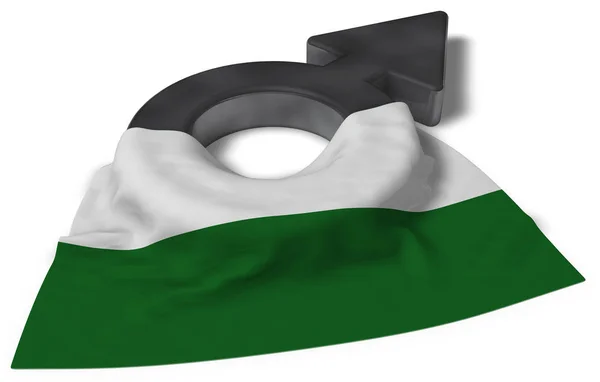 Símbolo de mars y bandera de saxony - 3d rendering — Foto de Stock