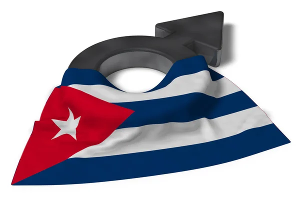 Mars symbolem a vlajka Kuby - 3d vykreslování — Stock fotografie