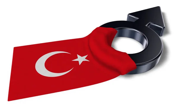 Марс символ і прапор Туреччини 3d рендеринг — стокове фото