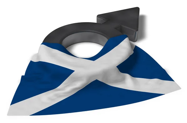 Mars symbol and flag of scotland - 3d rendering — Stock Photo, Image