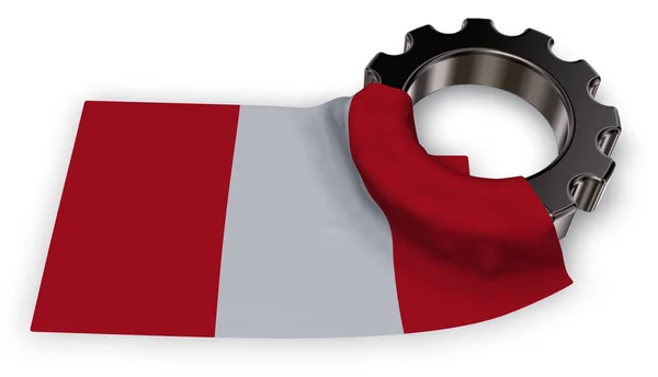 Gear wheel and flag of peru - 3d rendering — Stock Photo, Image