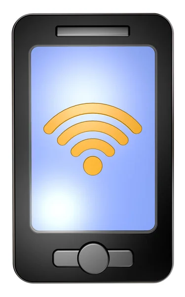 Wifi-Symbol auf Smartphone-Display - 3D-Darstellung — Stockfoto