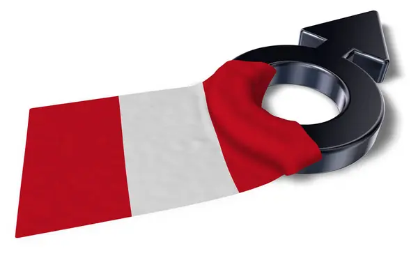 Símbolo de marte y bandera de perú - 3d renderizado — Foto de Stock