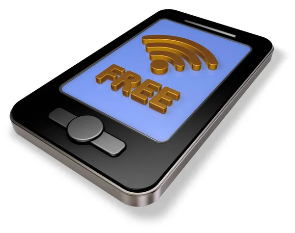 Безкоштовний символ Wi-Fi на дисплеї смартфона - 3d рендеринг — стокове фото