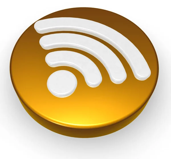 Bouton symbole wifi sur fond blanc - rendu 3d — Photo