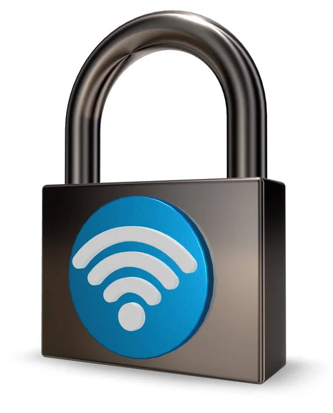 Wifi symbol and padlocl - 3d rendering — Stock Photo, Image