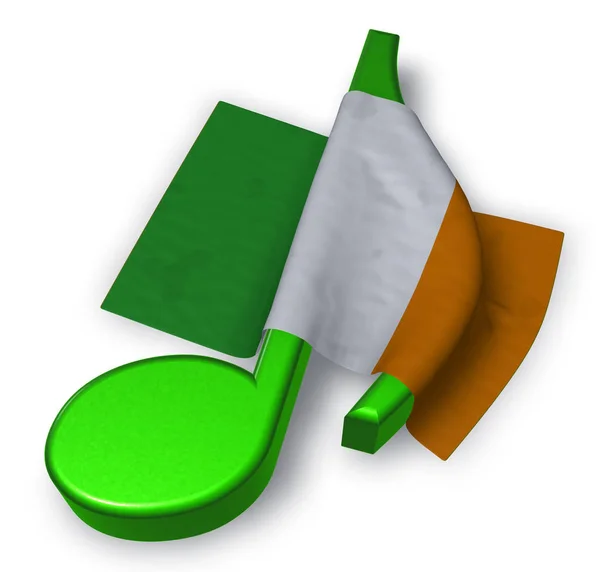 Symbol nuty i irlandzkie flagi - 3d renderowania — Zdjęcie stockowe