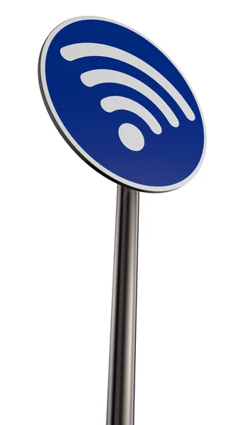 Simbolo wifi su roadsign - rendering 3d — Foto Stock