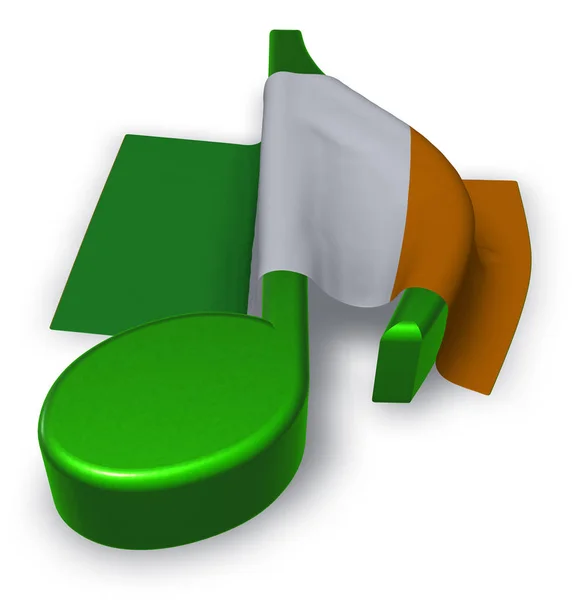 Muziek Opmerking symbool en Ierse vlag - 3d rendering — Stockfoto