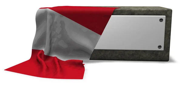 Stenen aansluiting met een leeg bord en vlag van peru - 3d rendering — Stockfoto