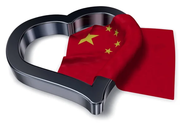 Bandera de china y símbolo del corazón - representación 3d — Foto de Stock