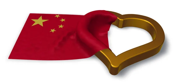 Bandera de china y símbolo del corazón - representación 3d — Foto de Stock