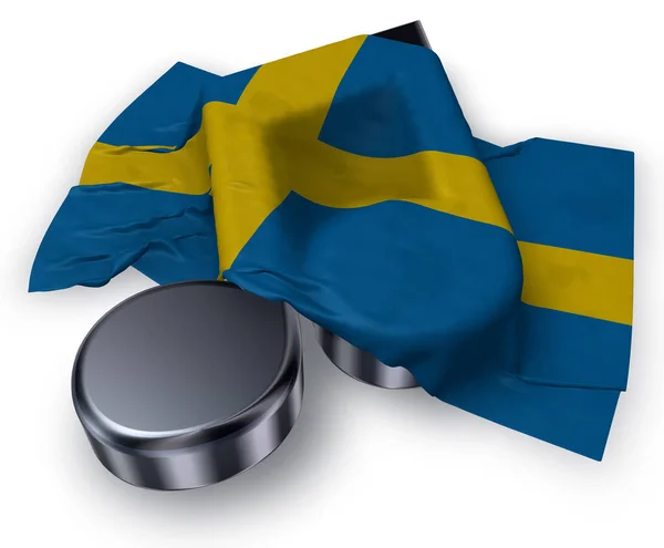 음악 노트와 스웨덴의 국기-3d 렌더링 — 스톡 사진