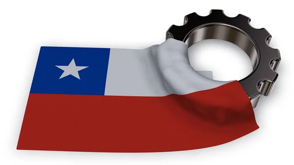 Gear wheel and flag of chile - 3d rendering — Stock Photo, Image