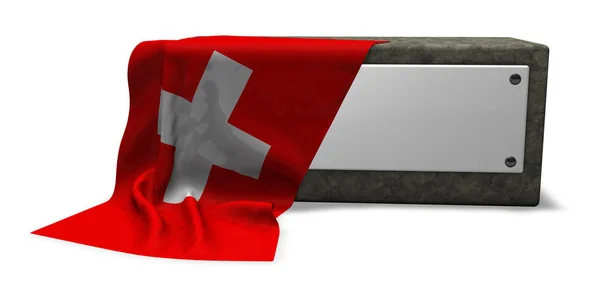 Sten uttag med tomma tecken och flag Schweiz - 3d rendering — Stockfoto