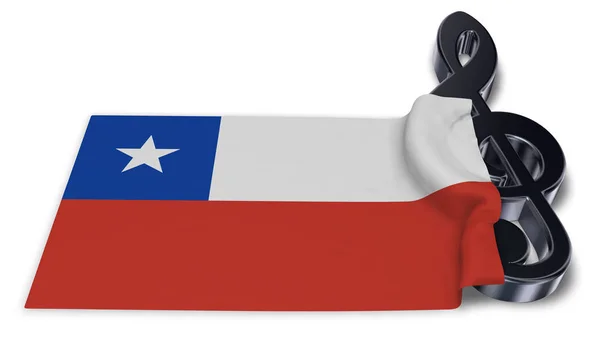 Clef symbol symbol and flag of chile - 3d rendering — Stock Photo, Image