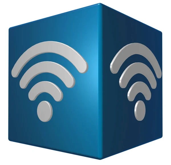 Simbolo wifi sul cubo - rendering 3d — Foto Stock