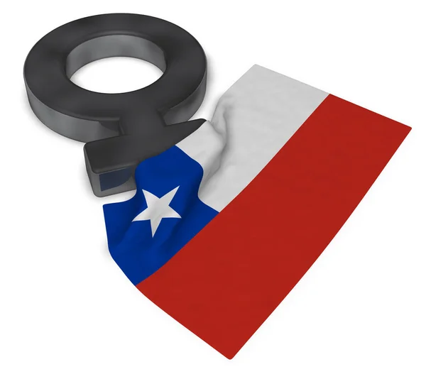 Female symbol and flag of chile - 3d rendering — Stock Photo, Image