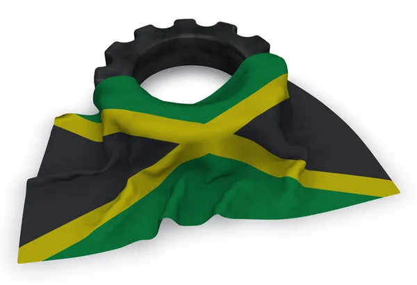 Шестерня и флаг Ямайки - 3D рендеринг — стоковое фото