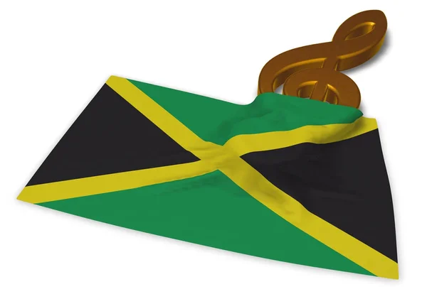 Symbol symbol klucz wiolinowy i flaga Jamajki - 3d renderowania — Zdjęcie stockowe