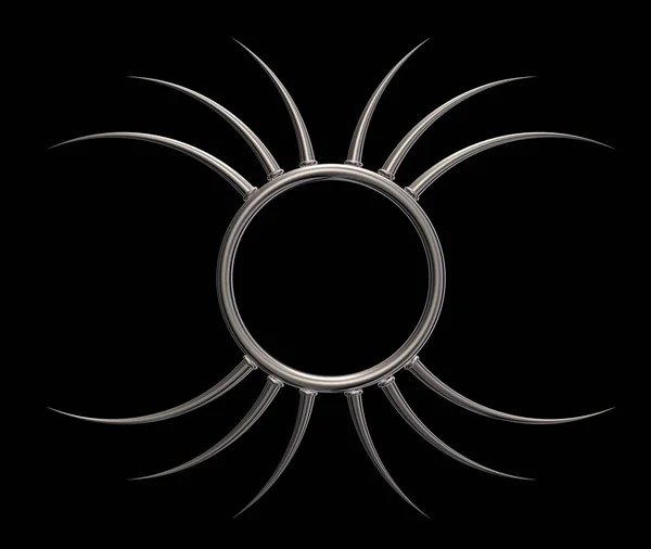 Metal ring with prickles on black background - 3d illustration — Stock Photo, Image