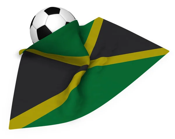 Bola de futebol e bandeira de jamaica - renderização 3d — Fotografia de Stock