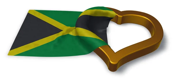Jamaica és a szív szimbólum - 3d rendering zászlaja — Stock Fotó