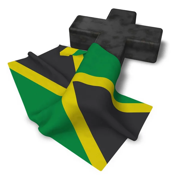 Христианский крест и флаг Ямайки - 3d рендеринг — стоковое фото
