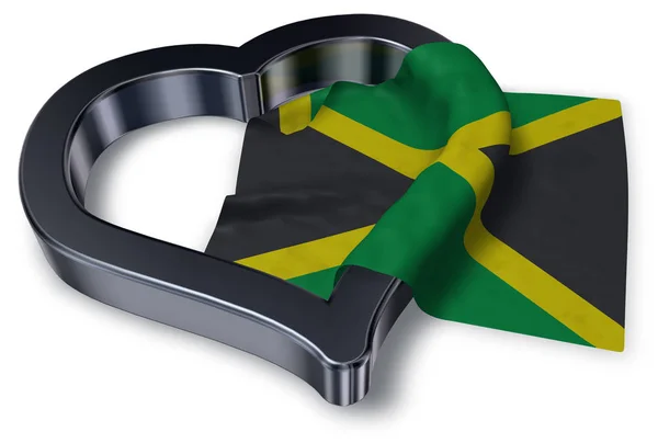 Флаг Ямайки и символ сердца - 3D рендеринг — стоковое фото