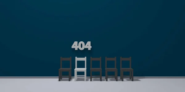 Row of chairs and number 404 - 3d rendering — Stock Photo, Image