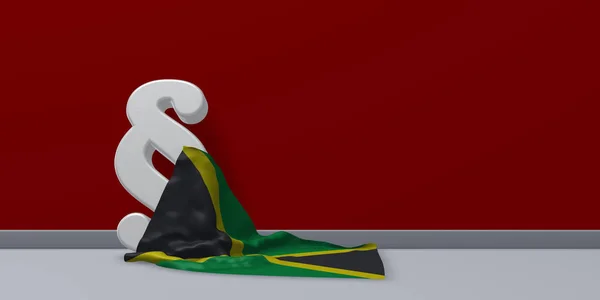 Jamaika ve paragraf sembolü - 3d çizim bayrağı — Stok fotoğraf