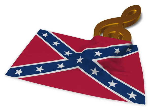 Clef символ і прапор Конфедеративних Штатів Америки - 3d візуалізації — стокове фото
