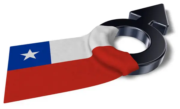 Mars symbol and flag of chile - 3d rendering — Stock Photo, Image