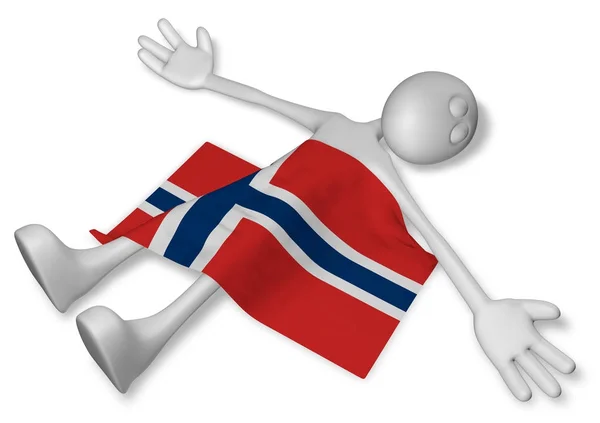 Dead cartoon guy and flag of norway - 3d illustration — Stock Photo, Image