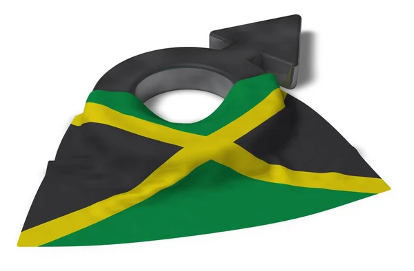 Mars symbol and flag of Jamaica - 3d rendering — стоковое фото