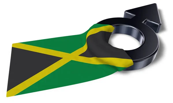 Mars symbol and flag of Jamaica - 3d rendering — стоковое фото
