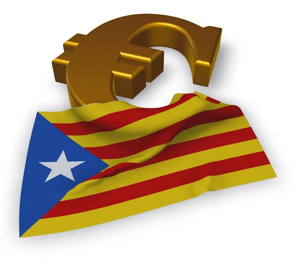 Символ євро і прапор Каталонії - 3d ілюстрація — стокове фото