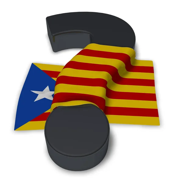 Signo de interrogación y bandera de catalonia - ilustración 3d —  Fotos de Stock
