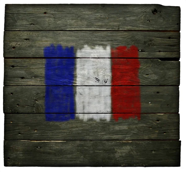 Franse vlag op hout — Stockfoto