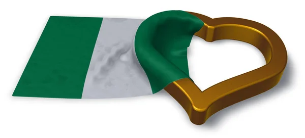 나이지리아와 심 혼 상징-3d 렌더링의 국기 — 스톡 사진