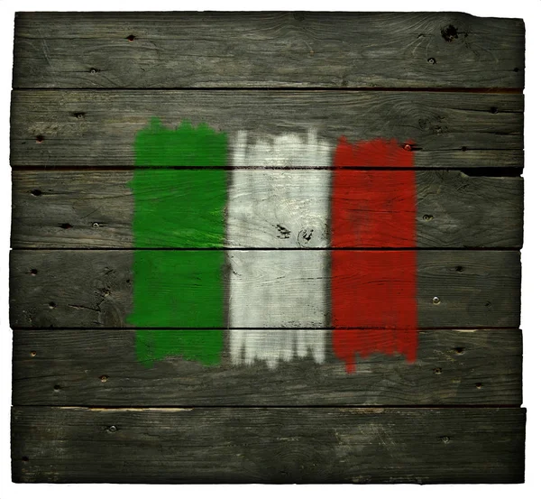 Włoskiej flagi na drewno — Zdjęcie stockowe