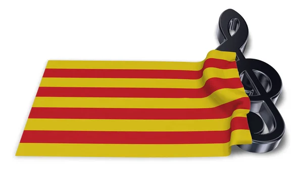 Clef symbol and flag of catalonia - 3d rendering — стоковое фото