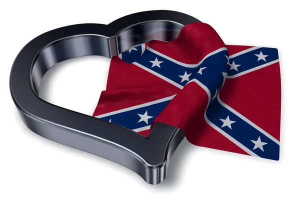 Heart symbol and flag of the Confederate States of America - 3d rendering — Stock Photo, Image