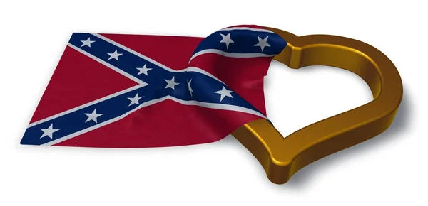 Heart symbol and flag of the Confederate States of America - 3d rendering — Stock Photo, Image